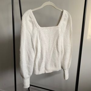 Fuzzy square neck sweater